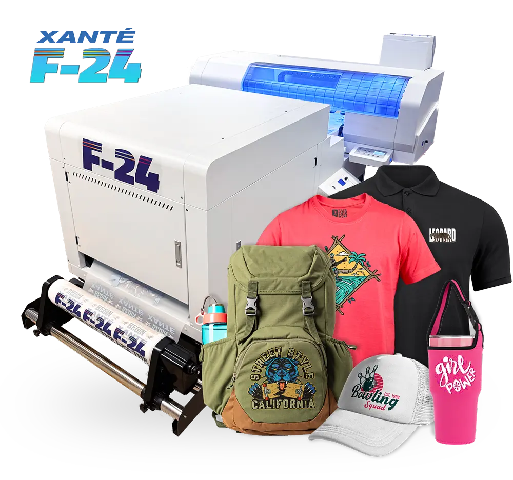 Xante F-24 DTF Printer w/Stand 1 liter each CMYKW, iQueue RIP Workflow Software - Image 1